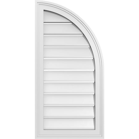 Ekena Millwork Quarter Round Top Right Surface Mount PVC Gable Vent w/ 2"W x 1-1/2"P Brickmould Frame, 16"W x 32"H GVPQR16X3202SF